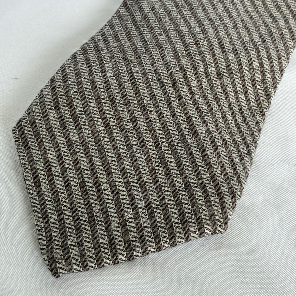 Robert Talbott Studio Necktie Brown Silk Wool Herringbone Ivy Wedding Sartorial